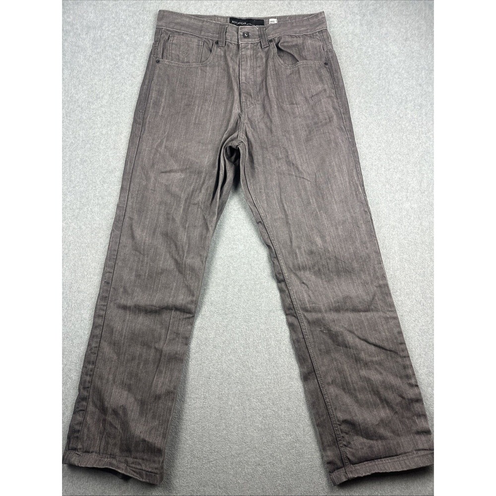 VTG Rocawear Jeans Mens 34x33 Gray Baggy Y2K Wide Leg Skate Denim Grunge Hip Hop